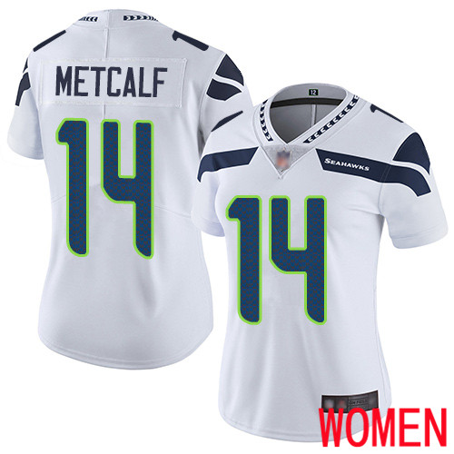 Seattle Seahawks Limited White Women D.K. Metcalf Road Jersey NFL Football #14 Vapor Untouchable
